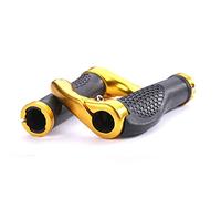 VOANZO Manopole per Manubrio della Bicicletta, impugnature per Manubrio per Mountain Bike MTB in Gomma dal Design ergonomico con Corna all'estremità della Barra, Protezione Confortevole (Nero + Oro)