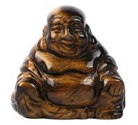 VOANZO Statua di Buddha di Cristallo Che Ride Felice in Occhio di Tigre, Piccolo Ornamento da 1,5 Pollici per la casa, Mini Regalo Buddista, Statuetta di Buddha intagliata, Portafortuna