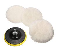 VOANZO Tamponi tampone per lucidatura, Cappucci per lucidatura Auto da 6 Pollici Lana di Agnello, Kit tamponi tampone con Adattatore Trapano M16 Confezione da 5 Pezzi