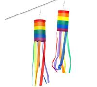 Voarge 2 sacchi a vento arcobaleno per esterni, 100 x 10 cm, antivento e impermeabile, può essere utilizzato come decorazione da giardino, balcone o esterno