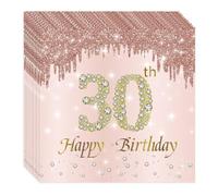 Voarge 20 tovaglioli di carta per compleanno, oro rosa, 2 strati, per ragazze, compleanni, feste, anniversari, 30