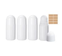 Voarge 4 bottiglie vuote in plastica da 50 ml, per aromaterapia, con sfera a rullo, per profumo, profumo, viaggi (bianco)