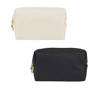 Voarge Beauty case con chiusura lampo, 2 pezzi, piccola borsa per trucchi, impermeabile, con chiusura lampo, per uomini, donne e bambini, colore nero e bianco