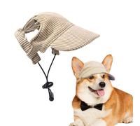 Voarge Cappello da baseball per cani, regolabile, con fori per le orecchie, cappello da sole estivo, in corda, traspirante, cappello da sole per cani (kaki, L)