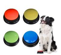 Voarge Confezione da 4 cicalini con Funzione di Registrazione Cani, Pulsante Cane per Comunicazione, Pulsante di Registrazione vocale di 30 Secondi, Pulsanti registrabili cicalini per interazione Can