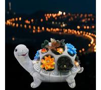 Voarge - Decorazione da giardino a energia solare per esterni, figure da giardino con tartaruga e piante grasse con 7 luci LED, per terrazza, balcone, cortile, ornamento per donne/mamma