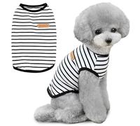 Voarge Maglietta con strisce per cani, maglietta estiva per cani, in morbido cotone per cuccioli, canotta per animali domestici Chihuahua Basic, abbigliamento per cani di piccola taglia media (nero, M