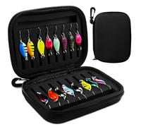 Voarge Set di 16 Mini Cucchiai da Pesca con Astuccio, Esca per Trota in Metallo Duro per Pesce Persico, Trota, Salmone