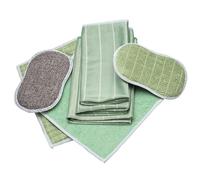 Voarge Set di 6 panni in bambù in microfibra, pulire e lucidare tutte le superfici lisce e fragili, 2 salviette, 2 lucidatrici, 2 spugne