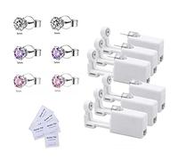 Voarge Set di 6 pistole per piercing all'orecchio monouso, kit di pistole per piercing sterili di sicurezza per orecchio e naso, strumento per piercing autonomo indolore con orecchini, kit per