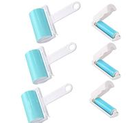 Voarge Set di 6 rulli riutilizzabili per pelucchi e peli di animali, in 2 misure, lavabile, per rimuovere pelucchi, colore blu