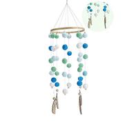 Voarge Sfere di feltro e decorazioni a piuma, da appendere al presepe e decorare, palline di pelliccia, piume, trucioli di legno, campane a vento, campane da letto