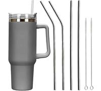 Voarge Tazza da caffè da 40 oz a doppia parete, in acciaio inox, per bevande calde e fredde, con cannuccia, tazza da caffè per la casa, i viaggi (grigio)