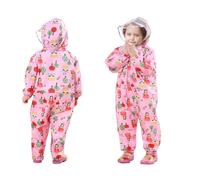 Voarge Tuta impermeabile bambino, leggero e riutilizzabile per bambini, in un unico pezzo, con cappuccio, per feste, ciclismo, escursionismo, 1-3 Anni, Rosa, S
