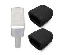 Voarmaks Confezione da 2 copri microfono in schiuma compatibile con AKG C214 C314, Se Electronics X1 A, SE 4400 4100, Behringer B906, SUPERLUX PRA628, filtro pop ad alta densità, quadrato, nero