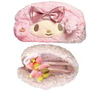 Vobomo Grazioso astuccio con fiocco di agnello, grande capacità, portapenne in peluche, grazioso astuccio estetico (rosa fragola)