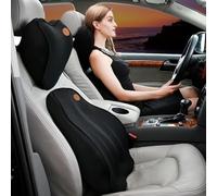 VOBOR Cuscino per sedile auto, cuscino lombare per sedile auto, cuscino lombare in cotone memory (nero)