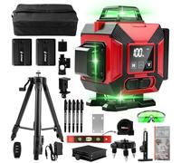 VOBOR Livella Laser Autolivellante 360°x4 con Treppiede, Display Digitale LED, 2x 4800 mAh Batterie Ricaricabili, 4D 16 Linee Livella Laser Verde Professionale per Cantieri, Interni