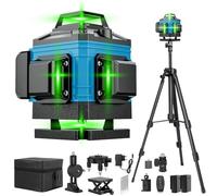 VOBOR Livella Laser con Treppiede, 4D 16 Linee Verde Livello Laser Autolivellante 360 con 2 x 4800mah Batteries, Telecomado, per Lavori Costruzione e Decorazione D'interni