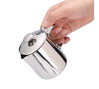 VOBOR Pentolino Latte con Coperchio, Bricco Latte Acciaio Inox con Maniglia, Tazza Caffè Montalatte per Versare Caffè e Preparare Cappuccino e Latte (350ML)