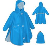 VOBUKE Poncho Antipioggia Bambino Leggero Mantella Antipioggia Impermeabile Con Cappello Tesa Strisce Riflettenti Unisex Poncho Antipioggia Riutilizzabile Giacche Pioggia con Tasca Ragazze Ragazzi