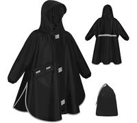 VOBUKE Poncho Antipioggia Bambino Leggero Mantella Antipioggia Impermeabile Con Cappello Tesa Strisce Riflettenti Unisex Poncho Antipioggia Riutilizzabile Giacche Pioggia con Tasca Ragazze Ragazzi