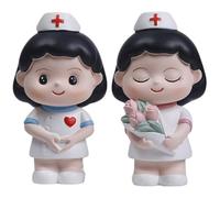 Vobumix 2 Pezzi Statue di Infermiera Figurine di Custode Bomboniere di Pensione per Insegnanti di Sesso Femminile Infermieri Medici Amici