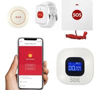 VOCA Smart WiFi Wireless SOS Pager, Pulsante di chiamata e Orologio - Pulsante di panico e allarme di emergenza per anziani, pazienti e disabili | WiFi 2.4G | Include ricevitore, pulsante di chiamata