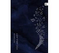 Vocabulary Notebook: A4 Large Notebook 3 Columns with Alphabetical A-Z Tabs Printed | Pop Up Letter Design Marble Blue Black