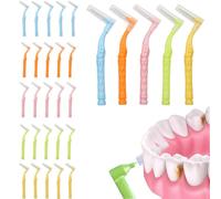 Vocadok Spazzolini interdentali a forma di L, per l'igiene orale e dentale, angolato, 30 pezzi, 5 diverse dimensioni, strumento per la pulizia dei denti (multicolore)