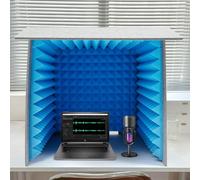 Vocal Booth - Cabina di canto portatile per studio, canto, podcast e home office, protezione per microfono per una qualità di registrazione ottimale (60 x 60 x 60 cm, blu)