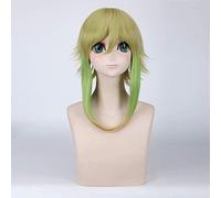 Vocaloid Gumi Megpoid Golden Green Ombre Short Layered Soffici Capelli Sintetici Parrucche Cosplay per Party + Protezione Parrucca 1