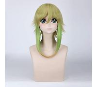 Vocaloid Gumi Megpoid Golden Green Ombre Short Layered Soffici Parrucche Sintetiche Per Capelli Per La Festa + Protezione Per Parrucca Gratuita 1