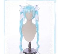 Vocaloid Hatsune Miku Snow and Starnight Long Curly Cotails Ombre Light Blue Halloween parrucca sintetica NO ACCESSORI MZ-0051
