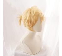 Vocaloid Kagamine Rin/Kagamine Len Short Blonde Heat Resistant Hair Cosplay Costume Wig + Track + Wig Cap One Size len wig