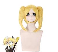 Vocaloid Kagamine Rin Project DIVA And Two Ponytails Wig Cosplay Costume Short Synthetic Hair Anime Wigs for Women+ Wig Cap