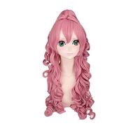 Vocaloid Megurine Luka Donne Rosa Lunga Coda di Cavallo Parrucca Riccia Costume Cosplay Resistente Al Calore Capelli Sintetici Parrucche Cosplay