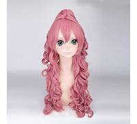 Vocaloid Megurine Luka Parrucca ondulata lunga riccia rosa Parrucca sintetica resistente al calore Festa di Halloween Costume Cosplay + Protezione per parrucca gratuita