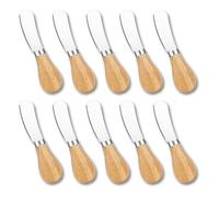 Vocdikficy 10 Pezzi Coltelli Spalmatori per Formaggio, Mini Coltello Spalmatore per Burro con Manico In Legno, Set di Coltelli per Formaggio In Acciaio Inossidabile