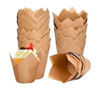 Vocdikficy 120 Pirottini per Cupcake Naturali A Tulipano, Pirottini per Cupcake per Pirottini, Supporti per Muffin In Carta Pergamena, Pirottini per Cupcake A Tulipano