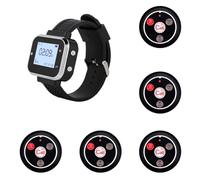 Vocdikficy 5 Pulsante di Chiamata 1 Orologio da Polso Cercapersone Ristorante di Chiamata Wireless Trasmettitore Cercapersone Bar Servizio Cameriere Cicalino B