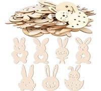 Vocdikficy 70 Pezzi Ritaglio di Legno Vuoto Non in Legno Coniglietto Pasquale A Forma di Coniglio Pasquale in Legno in Legno Fai da Te per Pasqua Durevole