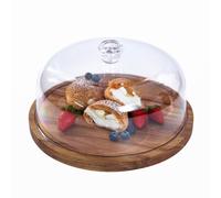 Vocdikficy Alzata per con Coperchio, Porta Torta Rotondo In Legno da 12 Pollici, Set da Esposizione per Dessert 2 In 1 e Tagliere per Salumi e Formaggi