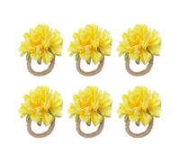 Vocdikficy Anelli Portatovaglioli con Perle, Portatovaglioli Rustici con Rose Porta Tovaglioli da Pranzo con Fiori per La Decorazione Della Tavola Giallo