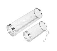 Vocdikficy Cestello per Griglia con Rotelle, Reti per Grigliate per Alla Griglia All'Aperto, Cilindro In Rete In Acciaio Inossidabile per Barbecue (Grande + Piccolo)