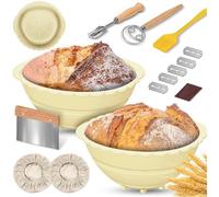 Vocdikficy Confezione da 2 Cestini per Lievitazione Pane Banneton, Cestello per Lievitazione Pane In Silicone Lievitazione Naturale, Set di Accessori per Ciotole Lievitazione da 9 Pollici, A