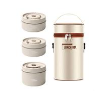 Vocdikficy Contenitore per il Pranzo Caldo per Alimenti, Contenitore per il Pranzo Termico In Acciaio Inossidabile Contenitore per Alimenti Termico Portatile Bento Box Beige B Resistente