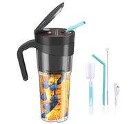 Vocdikficy Frullatore Personale Portatile per Frullati e Frullati con 6 Lame, Manico Ricaricabile Tramite USB e Coperchio con Cannuccia