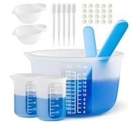 Vocdikficy Kit di Strumenti per Misurare In Resina al Silicone di Dimensioni - 600 Ml Riutilizzabile e Tazza Misurata da 100 Ml, Bastoncini di Silicone per Mescolare Pipette, Facile da Usare.