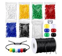 Vocdikficy Perline Trasparenti Nere Rosse Bianche Gialle Blu da 1400 Pezzi con Kit Didattico Cristiano da 100 Metri di Filo di Cotone Cerato